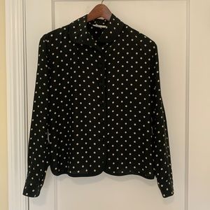 Ann Taylor silk blouse; black with cream polka dots.